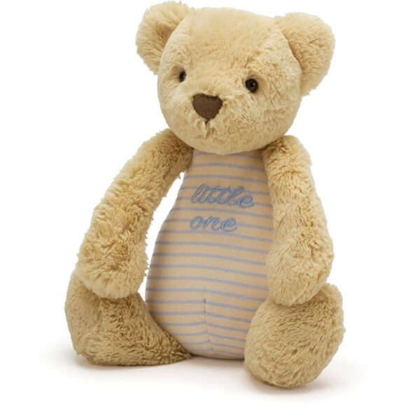 JellyCat Beige Little One Blue Bear Rattle Soft Plush Toy - Picture 1 of 8